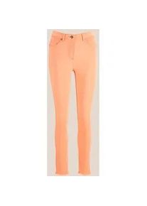 Madeleine Mode Regular-fit-Jeans MADELEINE "Jeans Mid Waist Skinny-Hose mit Fransen", Damen, Gr. 21, N-Gr, orange (pfirsich), Obermaterial: 92% Baumwolle CO. 6% Polyester PES. 2% Elasthan EL., Jeans