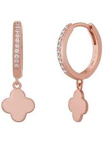 CAI Paar Creolen CA&Iuml; "925 Sterling Silber ros&eacute; vergoldet Kleeblatt Zirkonia", rot, Ohrringe, Damen, one-size, Silber 925 (Sterlingsilber)