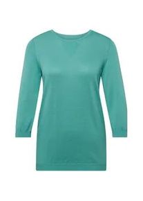 3/4 Arm-Pullover GOLDNER "Sommerlicher Strickpullover mit Ajourmuster", Damen, Gr. 50, gr&uuml;n (eukalyptus), Obermaterial: 50% Baumwolle CO. 50% Polyacryl PAN., normal, Sonstiges, Pullover, Ohne