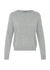 Strickfleece-Pullover oxmo "Strickpullover OXBMMNORA RAGLAN JUMPER", Damen, Gr. L, grau (mid grau melange), Obermaterial: 52% Viskose CV. 28% Polyester PES. 20% Polyamid PA., Pullover