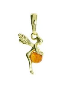 Kettenanh&auml;nger OSTSEE-SCHMUCK "- Elfe - Silber 925/000, vergoldet - Bernstein" Gr. 25, gold (goldfarben, gelb), Schmuckanh&auml;nger, Damen, Silber 925 (Sterlingsilber), Kettenanh&auml;nger