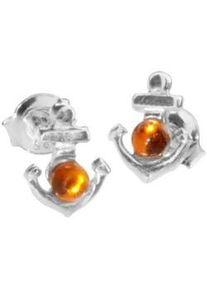 Paar Ohrstecker OSTSEE-SCHMUCK "- Anker - Silber 925/000 - Bernstein" Gr. 9, silber (silber 925, silberfarben, wei&szlig;), Ohrringe, Damen, Silber 925 (Sterlingsilber)