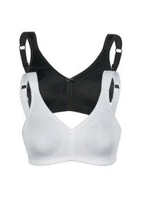 Sassa Mode Sport-BH SASSA "2er Pack Sport BH ohne B&uuml;gel SPORTS BRAS", Damen, Gr. 85, Cup C, bunt (schwarz wei&szlig;), Obermaterial: 82% Polyamid PA. 18% Elasthan EL., BHs Sport-BH