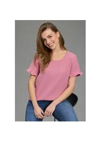 R&uuml;schenbluse Laura Scott, Damen, Gr. 38, beere, Web, Obermaterial: 100% Baumwolle, unifarben, figurumspielend, Rundhals, eingesetzt R&uuml;schen, Blusen, mit Zier-Knopfleiste am R&uuml;cken, unifarben, aus Baumwoll-Musselin