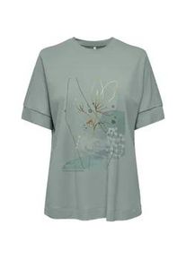 Kurzarmshirt Only "ONLJANY S/S O-NECK PRINT TOP BOX JRS", Damen, Gr. M, jadeite print:janey journey, Jersey, Obermaterial: 53% Viskose, 47% Nylon, normal, Rundhals, angesetztes B&uuml;ndchen, Shirts, Viskosemischung, regular fit, Rundhals