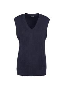 Pullunder GOLDNER "Pullunder mit zeitlosem Zopfmuster", Damen, Gr. 40, blau (dunkelmarine), Obermaterial: 50% Baumwolle CO. 50% Polyacryl PAN., Sonstiges, Pullover Pullunder, Tolles Kombinationstalent