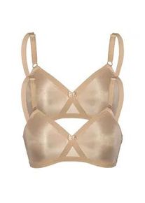 Sassa Mode Soft-BH SASSA "2er Pack Soft BH mit Kreuzblende Functional Bras", Damen, Gr. 80, Cup D, beige (puder puder), Obermaterial: 88% Polyamid PA. 12% Elasthan EL., BHs Soft-BH