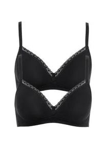 Soft-BH LISCA "2er Pack Soft BH Ines", Damen, Gr. 75, Cup C, schwarz, Stoff, Obermaterial: 95% Baumwolle CO. 5% Elasthan EL., BHs Soft-BH