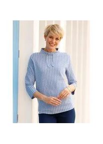 3/4-Arm-Shirt Classic Basics "Sweatshirt", Damen, Gr. 54, bleu, jeansblau, bedruckt, 100% Baumwolle, gemustert, mehrfarbig, Shirts 3/4-Arm-Shirt