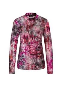 Kurzarmshirt GOLDNER "Langarm Jersey-Shirt mit Allover-Druck", Damen, Gr. 48, pink (beere, gemustert), Obermaterial: 62% Polyester PES. 33% Viskose CV. 5% Elasthan EL., Shirts, Stehbundkragen