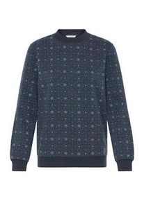 Longpullover oxmo "Sweater OXKAREN ONECK", Damen, Gr. XS, blau (total eclipse), Obermaterial: 80% Polyester PES. 20% Baumwolle CO., Pullover Longpullover