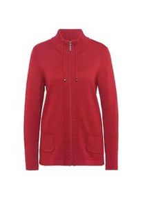Strickjacke GOLDNER "Kurzgr&ouml;&szlig;e Sportliche Strickjacke", Damen, Gr. 24, rot (rubinrot), Obermaterial: 50% Baumwolle CO. 50% Polyacryl PAN., Tubular, Strickjacken Strickjacke, Aufwendig in Form gestrickt f&uuml;r perfekte Passform