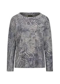Print-Shirt GOLDNER "Kurzgr&ouml;&szlig;e Langarm Printshirt, U-Boot-Ausschnitt", Damen, Gr. 20, grau (grau, gemustert), Obermaterial: 60% Polyester PES. 35% Baumwolle CO. 5% Elasthan EL., Shirts, U-Boot-Ausschnitt