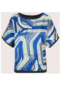 Madeleine Mode Kurzarmshirt MADELEINE "Blusentop Elegantes Oberteil mit Grafik-Print", Damen, Gr. 40, blau (royal, multicolor), Obermaterial: 95% Viskose CV. 5% Elasthan EL., Modern, Shirts
