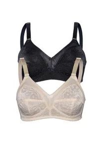 Sassa Mode Soft-BH SASSA "2er Pack Soft BH SHINY JACQUARD", Damen, Gr. 110, Cup C, bunt (champagner schwarz), Obermaterial: 50% Polyester PES. 47% Polyamid PA. 3% Elasthan EL., BHs Soft-BH