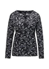 Print-Shirt GOLDNER "Langarmshirt mit Metallic-Druck", Damen, Gr. 42, schwarz (schwarz, gemustert), Obermaterial: 50% Viskose CV. 45% Polyester PES. 5% Elasthan EL., gerade, Gerade, Shirts, Metallisches Garn
