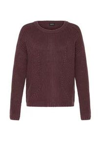 Strickfleece-Pullover oxmo "Strickpullover OXFKANNA", Damen, Gr. XS, braun (fudge), Obermaterial: 60% Baumwolle CO. 40% Polyacryl PAN., Pullover