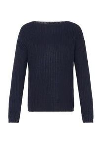 Strickfleece-Pullover oxmo "Strickpullover OXFKANNA", Damen, Gr. XL, blau (night sky), Obermaterial: 60% Baumwolle CO. 40% Polyacryl PAN., Pullover