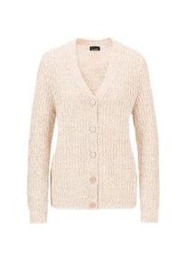 Strickjacke GOLDNER "Langarm Strickjacke mit V-Ausschnitt", Damen, Gr. 42, rosa (ros&eacute;, wei&szlig;, gemustert), Obermaterial: 54% Baumwolle CO. 27% Polyacryl PAN. 19% Polyester PES., Basic, gerade, Rippe, Strickjacken Strickjacke, Multicolor-B&auml;ndchengarn