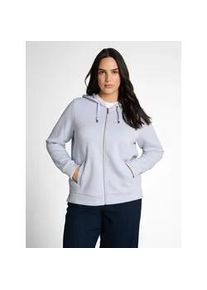 Kapuzensweatjacke Tom Tailor PLUS, Damen, Gr. 46, soft dusty blau, Sweatware, Obermaterial: 51% Polyester, 42% Viskose, 7% Elasthan, unifarben, normal h&uuml;ftbedeckend, Rundhals, B&uuml;ndchen, Sweatjacken, aus Scuba Stoff
