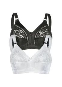 Sassa Mode Soft-BH SASSA "2er Pack Soft BH ohne B&uuml;gel Basic", Damen, Gr. 80, Cup D, bunt (schwarz wei&szlig;), Obermaterial: 92% Polyester PES. 8% Elasthan EL., BHs Soft-BH