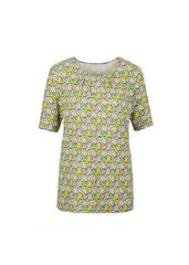 Print-Shirt GOLDNER "Multicolor-Shirt mit Halbarm, Rundhalsausschnitt", Damen, Gr. 50, gelb (gr&uuml;n, gelb, gemustert), Obermaterial: 96% Viskose CV. 4% Elasthan EL., normal, Sonstiges, Shirts, Ohne