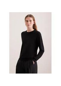 Strickpullover Seidensticker, Damen, Gr. XS, schwarz, 90% Wolle, 10% Seide, unifarben, regular fit, Rundhals, Pullover Strickpullover, Sweater Uni