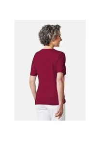 Langarm-Poloshirt GOLDNER "Kurzgr&ouml;&szlig;e Basic Baumwollshirt mit kurzem Arm", Damen, Gr. 19, rot (dunkelrot), Obermaterial: 100% Baumwolle CO., normal, Sonstiges, Shirts, Ohne