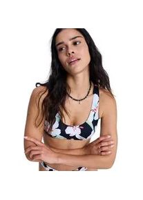 Bandeau-Bikini-Top Roxy "Printed Essentials", Damen, Gr. XS, Cup B, anthrazit spring charming, Obermaterial: 85% Microfaser, 15% Elasthan;, Bikini-Oberteile