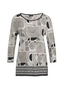 Kurzarmshirt GOLDNER "Elegantes Oberteil mit Allover-Muster", Damen, Gr. 40, schwarz (schwarz, cremewei&szlig;, gemustert), Obermaterial: 95% Viskose CV. 5% Elasthan EL., gerade, Gerade, Shirts, Alloverdruck