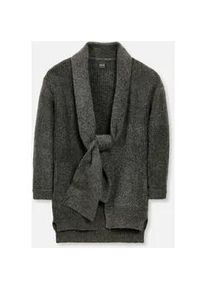 Madeleine Mode Strickjacke MADELEINE "Strickjacke Lange Strickjacke mit Glanz", Damen, Gr. 36/38, grau (grau, melange), Obermaterial: 50% Polyacryl PAN. 40% Polyester PES. 10% Wolle WO., Modern, Strickjacken Strickjacke