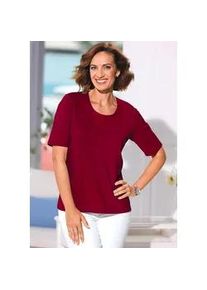 Langarm-Poloshirt GOLDNER "Basic Baumwollshirt mit kurzem Arm", Damen, Gr. 40, rot (dunkelrot), Obermaterial: 100% Baumwolle CO., normal, Sonstiges, Shirts, Ohne