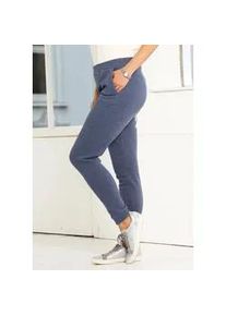 2-in-1-Hose GOLDNER "Bequeme Flausch-Freizeithose mit B&uuml;ndchen", Damen, Gr. 40, N-Gr, blau, Obermaterial: 50% Baumwolle CO. 50% Polyester PES., Hosen