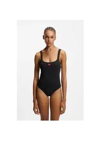 Badeanzug HUGO UNDERWEAR "SIGNATURE", Damen, Gr. M, N-Gr, schwarz, Obermaterial: 86% Polyamid, 14% Elasthan, Badeanz&uuml;ge Badeanzug, Rippstrick, herausnehmbare Polster