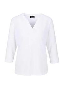 Kurzarmshirt GOLDNER "Modisches 3/4-Arm-Oberteil", Damen, Gr. 42, wei&szlig;, Obermaterial: 80% Polyester PES. 20% Viskose CV., Basic, Tubular, Shirts, Flammen-Optik