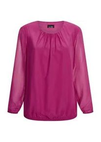 Klassische Bluse GOLDNER "Elegante Bluse aus Chiffon", Damen, Gr. 44, pink (beere), Obermaterial: 67% Polyester PES. 30% Viskose CV. 3% Elasthan EL., Modisch, Blusen, Rundhalsausschnitt