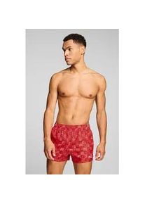 Badeshorts Puma "Puma SWIM MEN PRINTED CAT SHORT SHORTS", Herren, Gr. XXL, N-Gr, rot glamour combo, Web, Obermaterial: 100% Polyester, Badehosen Badeshorts, mit Gummizug und seitlichen Taschen