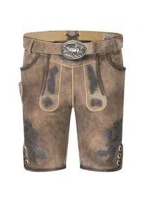 N&uuml;bler Trachtenlederhose N&Uuml;BLER "Lederhose kurz Klemens Jein", Herren, Gr. 52, EURO, grau, Obermaterial: 100% Lammleder LEL., Hosen