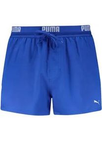 Badeshorts Puma "Puma SWIM MEN LOGO SHORT SHORTS 1P", Herren, Gr. XS, N-Gr, ultra blau, Web, Obermaterial: 100% Polyester, Badehosen Badeshorts, Seitentaschen, Ges&auml;&szlig;tasche mit Rei&szlig;verschluss, Kordelzug