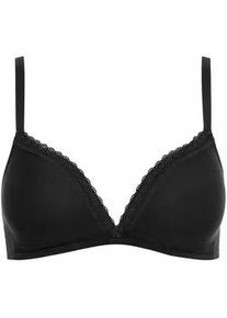Triangel-BH LISCA "Triangel BH ohne B&uuml;gel Ines", Damen, Gr. 85, Cup A, schwarz, Spitze, Obermaterial: 95% Baumwolle CO. 5% Elasthan EL., BHs Triangel-BH