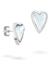 Paar Ohrstecker Liebeskind Berlin "Schmuck Geschenk Edelstahl Ohrringe Glass Heart", edelstahlfarben, transparent, transparent, Ohrringe, Damen, Edelstahl, mit Glasstein