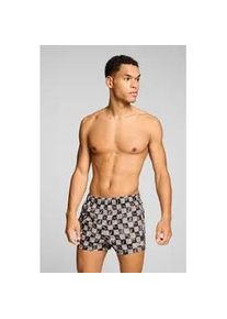 Badeshorts Puma "Puma SWIM MEN PRINTED CAT SHORT SHORTS", Herren, Gr. M, N-Gr, chocolate braun combo, Web, Obermaterial: 100% Polyester, Badehosen Badeshorts, mit Gummizug und seitlichen Taschen