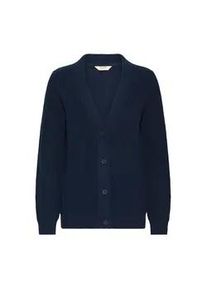 Strickjacke oxmo "Strickjacke OXKIMMIE", Damen, Gr. M, blau (total eclipse), Obermaterial: 70% Baumwolle CO recyc.. 30% Polyester Pol. recyc.., Strickjacken Strickjacke