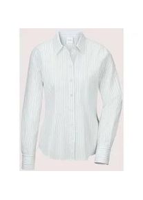 Madeleine Mode Hemdbluse MADELEINE "Bluse Hemdbluse mit Streifen", Damen, Gr. 46, wei&szlig; (wei&szlig;, rauchblau), Obermaterial: 100% Baumwolle CO., Modern, normal, Blusen Hemdbluse