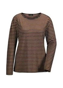 Longpullover GOLDNER "Ringelshirt mit U-Boot-Ausschnitt", Damen, Gr. 52, schwarz (schwarz, milchkaffee, geringelt), Obermaterial: 92% Viskose CV. 8% Elasthan EL., Sonstiges, Pullover Longpullover, Ohne