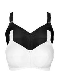 B&uuml;gelloser BH LISCA "2er Pack BH ohne B&uuml;gel Mirelas", Damen, Gr. 90, Cup D, bunt (schwarz, wei&szlig;), Obermaterial: 55% Polyamid PA. 25% Elasthan EL. 20% Baumwolle CO., BHs