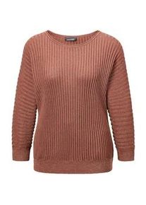Strickpullover GOLDNER "Rippenpullover mit Fledermaus&auml;rmeln", Damen, Gr. 36/38, braun (cognac), Obermaterial: 83% Viskose CV. 17% metallisierte Fasern MTF., Rippe, Pullover Strickpullover, Fledermaus&auml;rmel