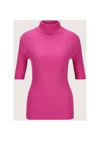 Madeleine Mode Longpullover MADELEINE "Pullover Rippstrickpullover mit Halbarm", Damen, Gr. 44/46, pink (magenta), Obermaterial: 65% Viskose CV. 35% Polyamid PA., Modern, normal, Pullover Longpullover