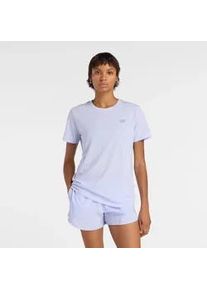 Laufshirt New Balance "Sport Essentials Heathertech T-Shirt", Damen, Gr. XXL, daybreak, Jersey, Obermaterial: 70% Baumwolle, 30% Polyester, Rundhals, Shirts Laufshirt, kurze &Auml;rmel, f&uuml;r Fitness-Workout, Rundhalsausschnitt