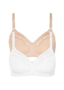 Soft-BH LISCA "2er Pack Soft BH Manja", Damen, Gr. 90, Cup B, bunt (beige wei&szlig;), Obermaterial: 100% Baumwolle CO., BHs Soft-BH